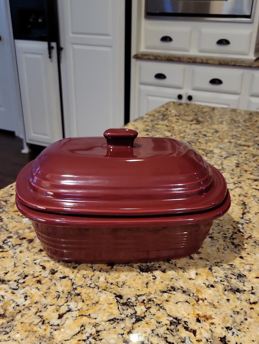 Pampered Chef Retired Glazed Ceramic Covered Baker - Burgundy